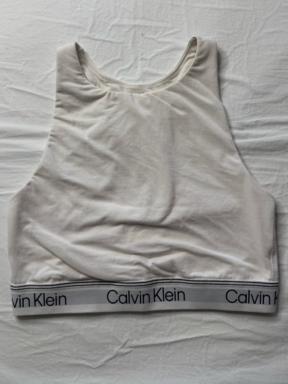 Calvin Klein - Off-White Racerback Cropped Bralette